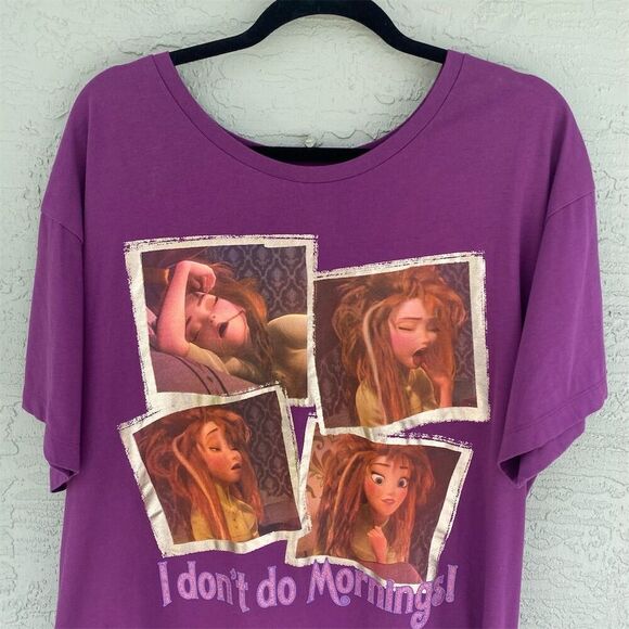 Disney Parks Women's Rapunzel "I Don't Do Mornings" Purple Night Shirt - Picture 6 of 10